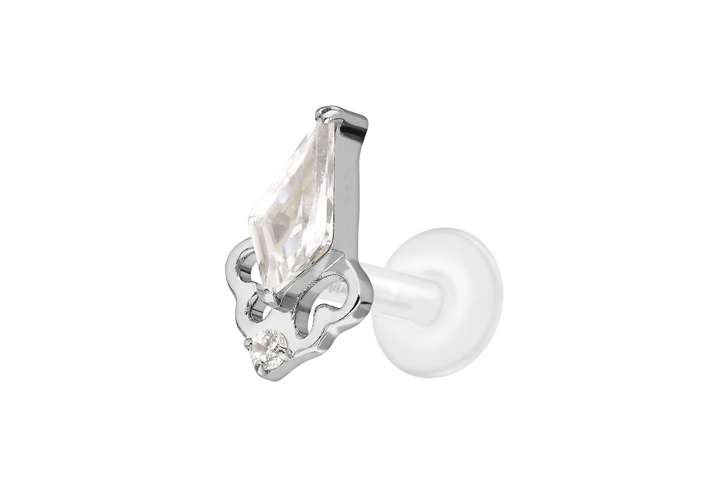 PTFE Labret Piercing mit Innengewinde + Titan-Aufsatz KRISTALLSCHILD